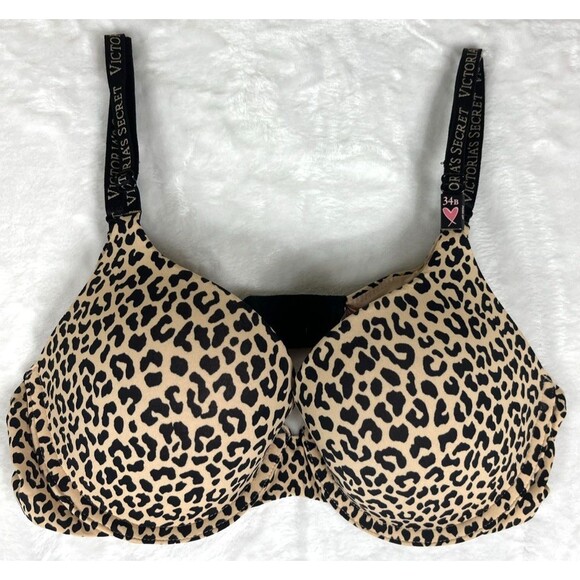 Victoria's Secret Perfect Shape Bra Animal Print Tan Black Size 34B NEW - Picture 1 of 9